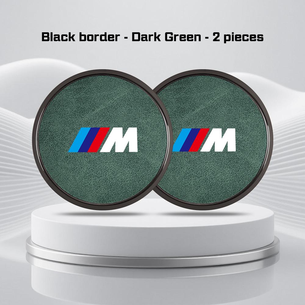 Car Leather Coaster For BMW M M3 M5 M6 E36 E39 E90 E70 G01 G02 G05 G07 G60 G70 i3 i4 Water Cup Holder Pads Alloy Anti Slip Mat TF0