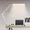 LED Folding Metal Desk Lamp Clip On Light Clamp Long Arm Diming Table Lamp 3 Colors Adjustable For Living Room Reading Computers