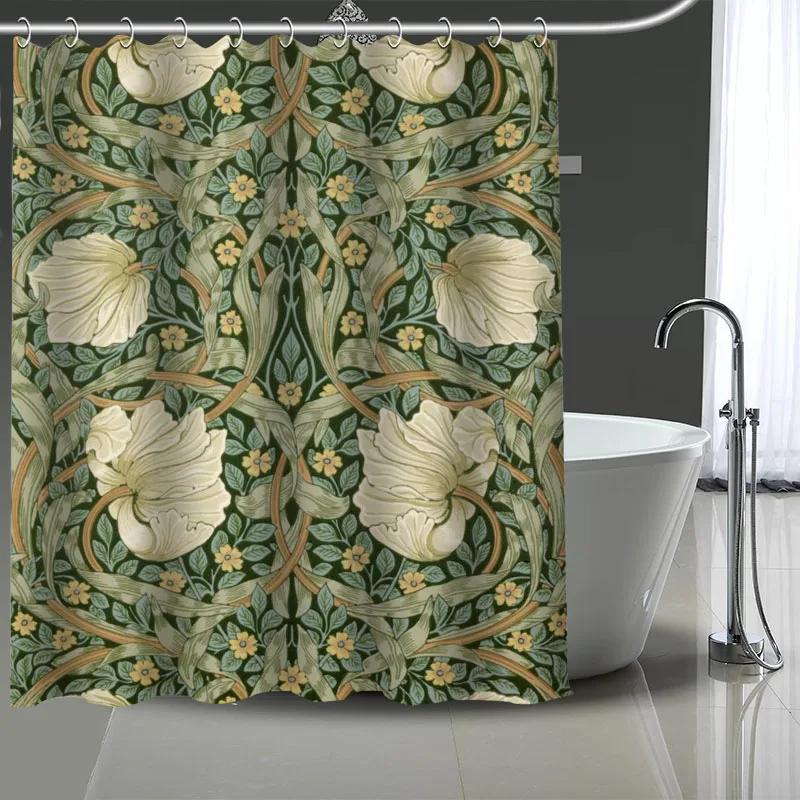 Уильям Моррис Искусство Пользовательский Узор Полиэстер Занавеска для Ванной Водонепроницаемая Занавеска для Душа Сделай Сам Экран для Ванной Напечатанная Занавеска для Ванной