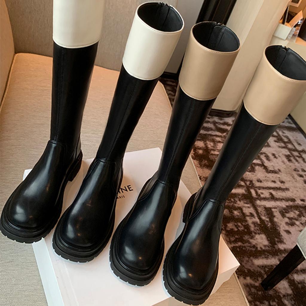 Виноградный mother studiolee цветовая гамма модные круглый носок толстая подошва толстый каблук средняя длина голенища тонкие рыцарские сапоги женские осень и зима