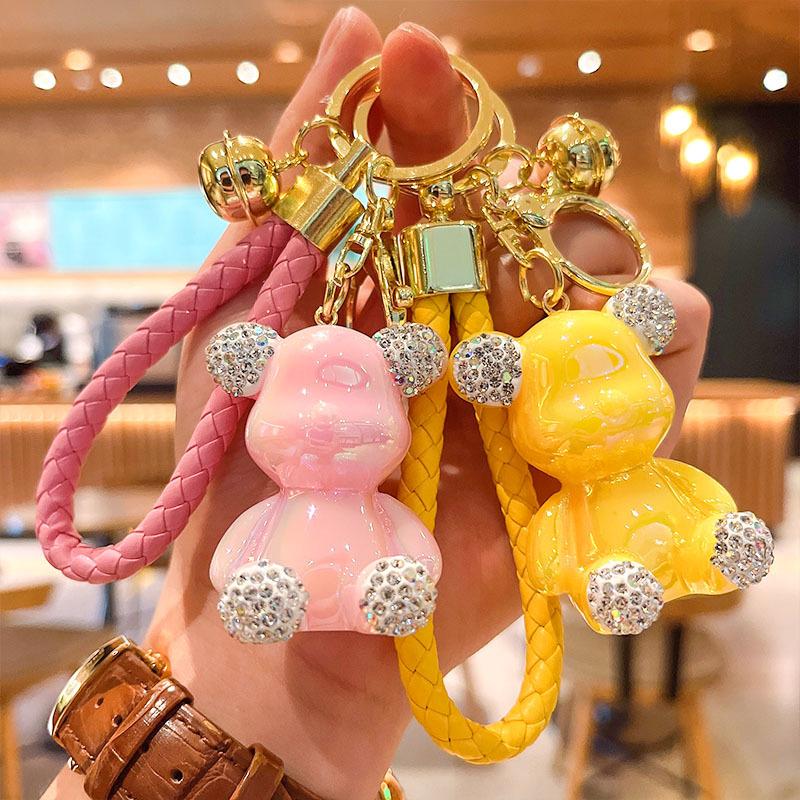Красочный инкрустированный стразами брелок в виде медведя креативный кулон брелок для ключей сумка кулон
