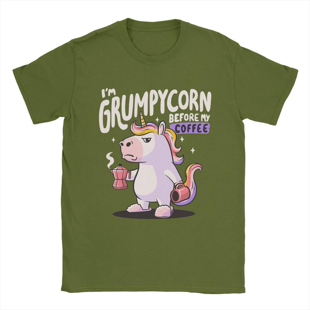 Мужская и женская Grumpycorn Cute Grumpy Unicorn Coffee Gift Shirt Outfit Новинка Хлопковая футболка Футболка Одежда Графическая печать