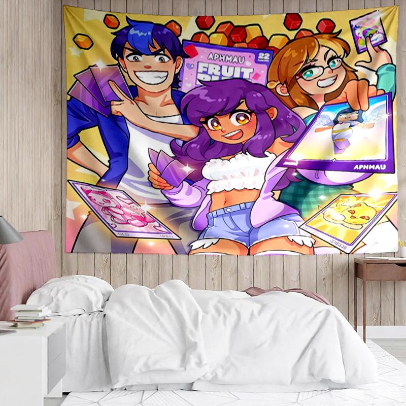 Aphmau Print Tapestry, Backdrop, Easy Setup, Ideal for Bedroom, Office & Living Room, with Aesthetic Wall Hanging Decor.