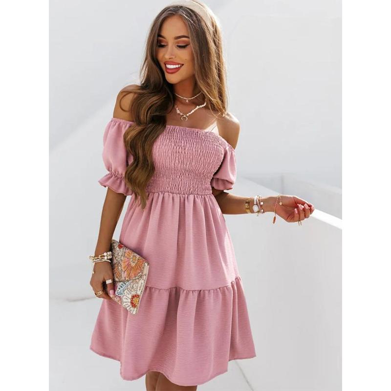 Летнее женское платье без бретелек с лямкой на шее, сексуальные свободные платья с коротким рукавом