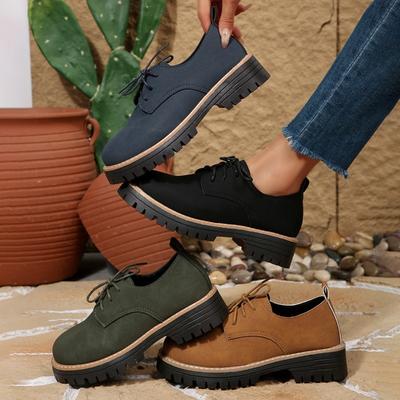 Женские туфли-лодочки квадратный каблук средней высоты большого размера, ретро туфли на шнуровке с круглым носком