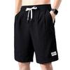 Men Summer Athletic Shorts Mid-rise Elastic Drawstring Waist Shorts Pockets Wide Leg Running Shorts Solid Color Thin Quick Drying Ice Silk Shorts