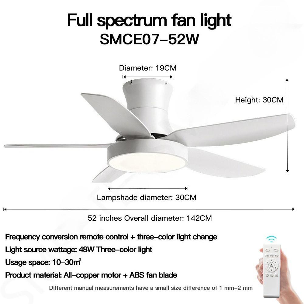 42" 52"  Lamp Frequency Conversion Remote Control Ceiling Fan Light Balcony Fan Ceiling Fan With Light LED Full Spectrum Fan