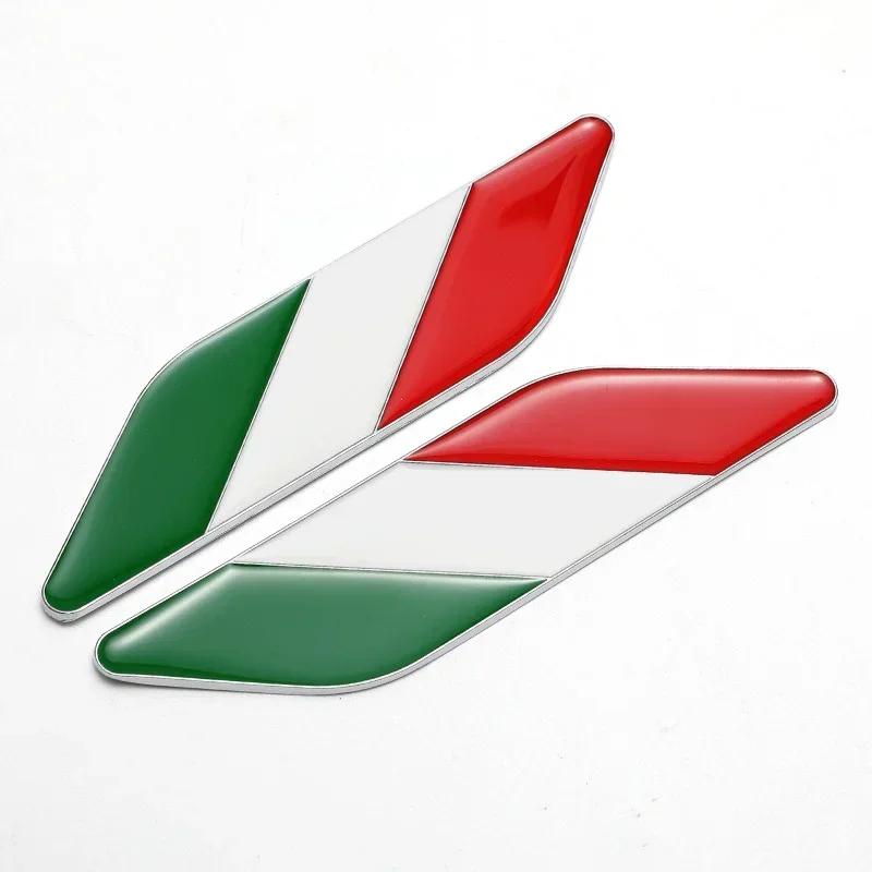 2Pcs Metal Italian National Flag Side Fender Emblem Badge Decals Car Sticker Accessories For Fiat Alfa Romeo 159 147 156 Abarth vmo895