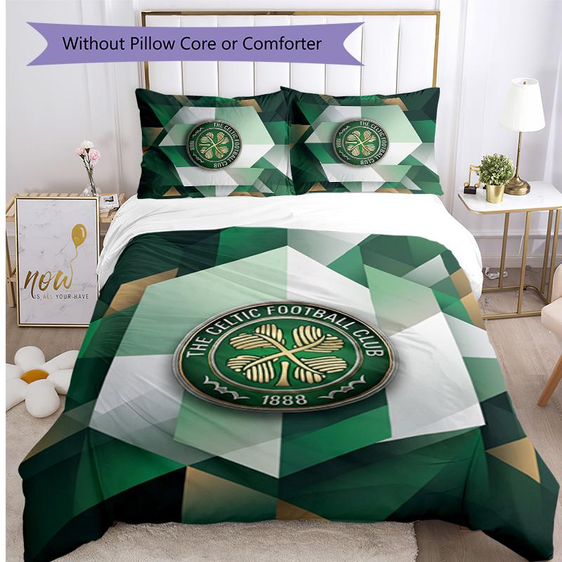 Celtic FC Printed 3PCS Bedding Set Breathable Duvet Cover with Pillowcases Decorative Bed Linen for Bedroom Home