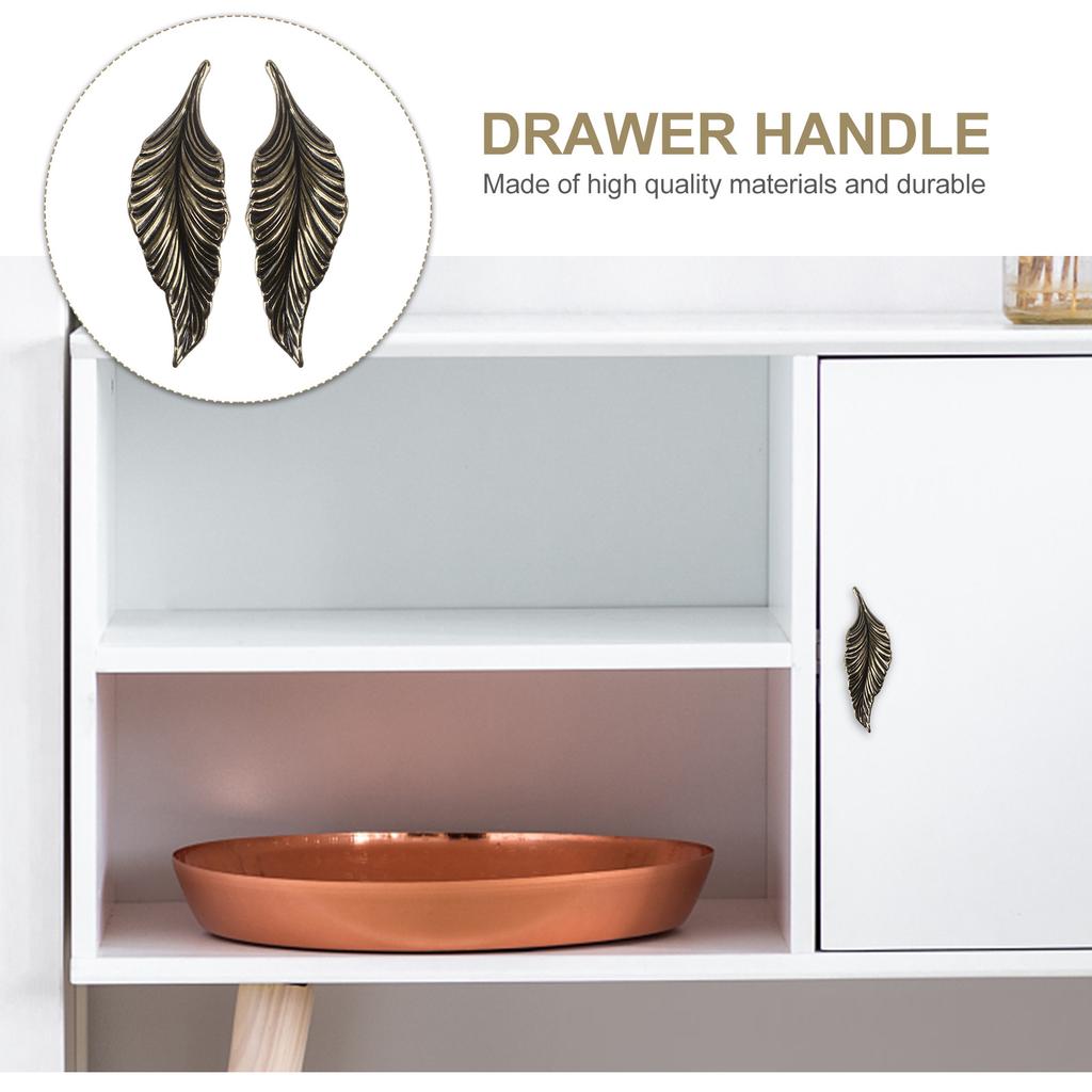 2pcs Leaf Shaped Cabinet Handle Zinc Alloy Retro Drawer Pull For Home Furniture Wine Cabinet Door Knob Decorative Handle