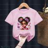 Black Girls T Shirt African Natural Hair Afro Girls Clothes Butterfly Girls TShirt Black Little Princess Kids Tshirt Tops