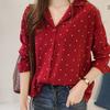 Polka Dot Printed Chiffon Shirt Women's Long Sleeved Top Shirt