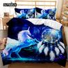Комплект постельного белья Dream Catcher White Horse Forest Dream Catcher Blue Double Queen King Size Polyester Qulit Cover