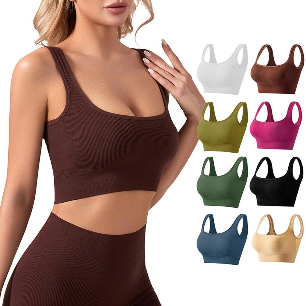 Women's Y Back Sports Bra - Padded Low Impact Spaghetti Thin Strap Workout Yoga Top