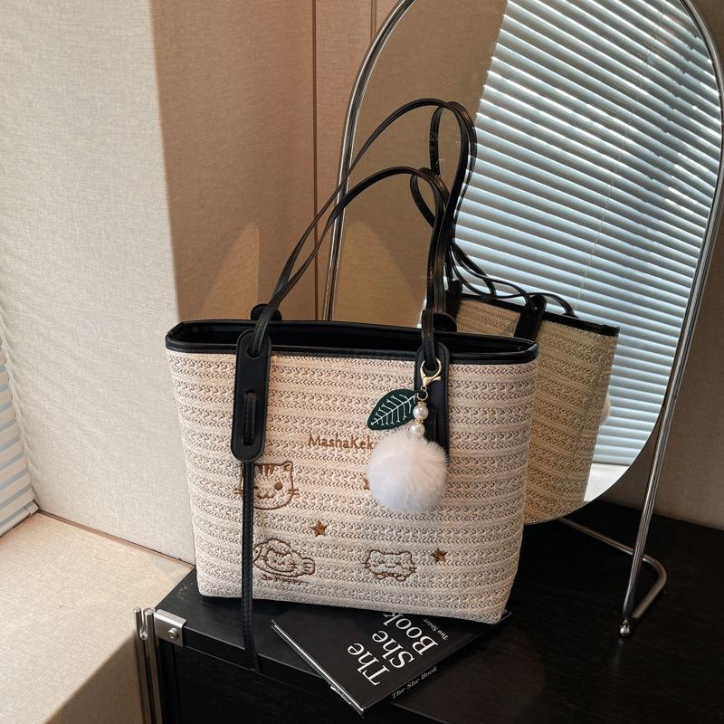 Вместительная повседневная плетеная сумка-тоут женская новая модная универсальная сумка под мышку дорожная сумка на плечо