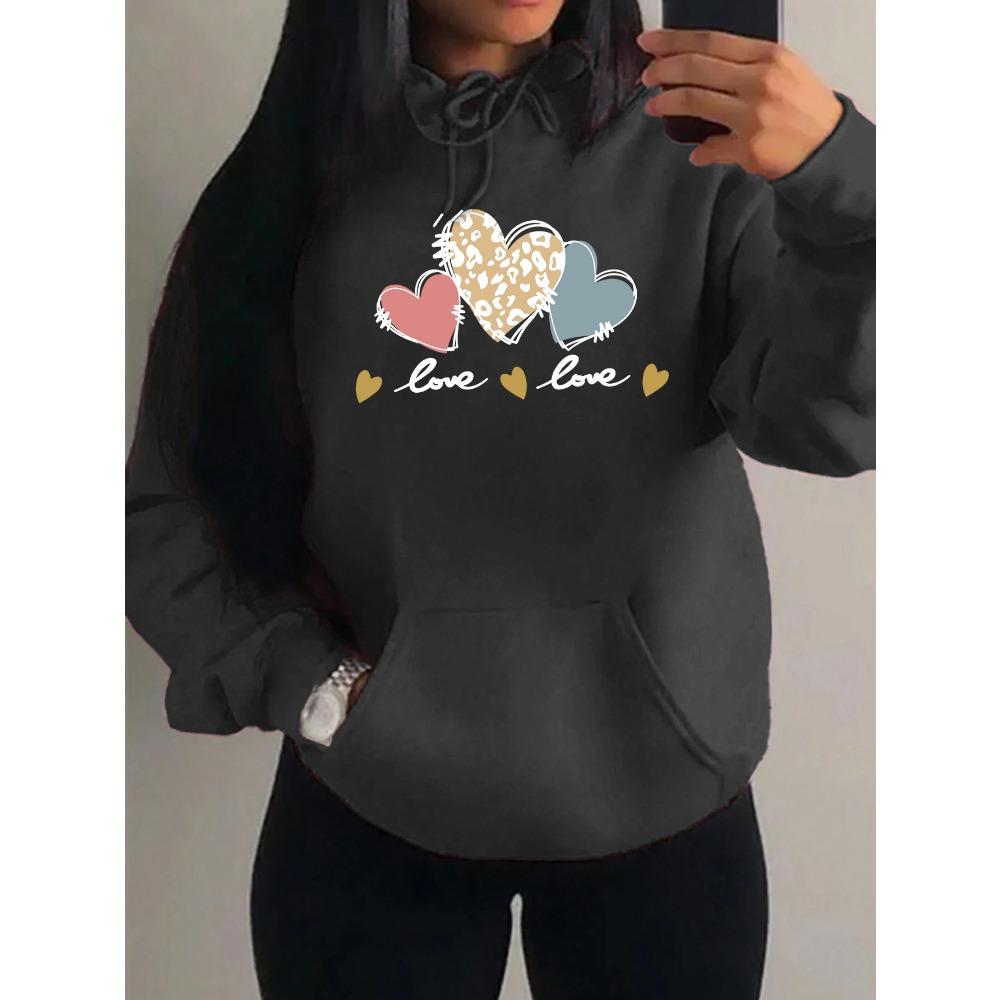 Розовый леопардовый принт сердце комбинированная печать женское худи свободное хип-хоп худи повседневная флисовая спортивная одежда Y2K худи