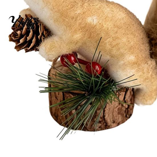 Christmas Tree Hanging Decorations Squirrel Ornaments for Tree, Cute Felt Plush Woodland with Pine Rustic Cone, Forest Animal Decoration Xmas