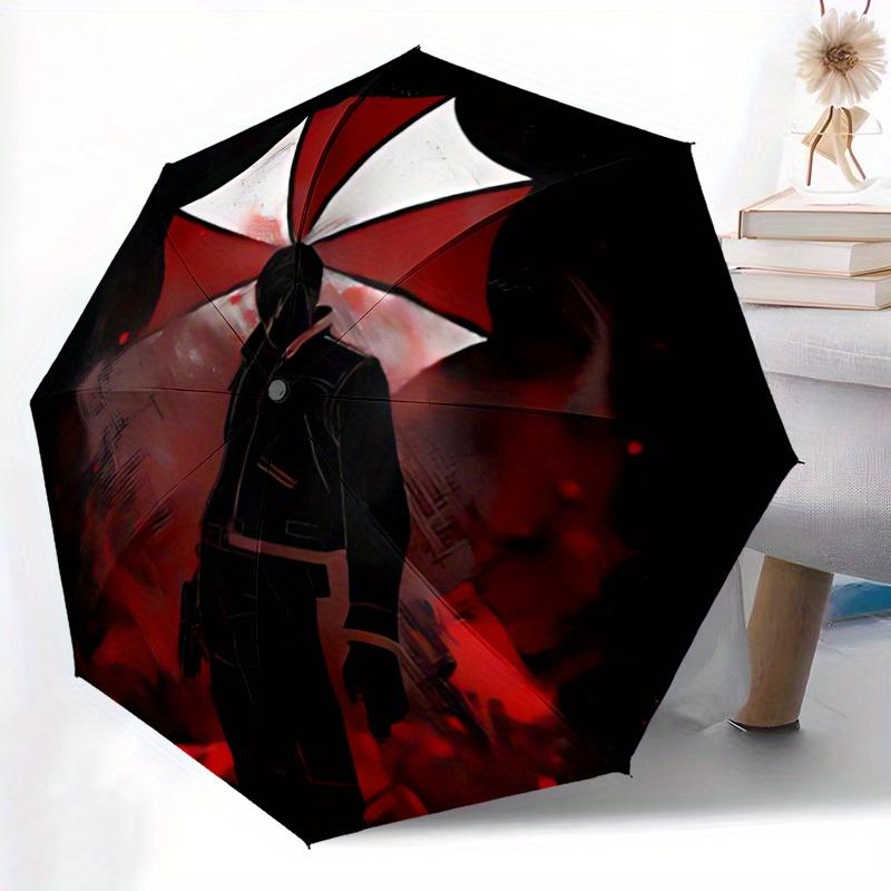 1pc Umbrella Corporation, Resident Evil Windproof Automatic Umbrella, Portable Folding design, Lightweight for Women/Men200