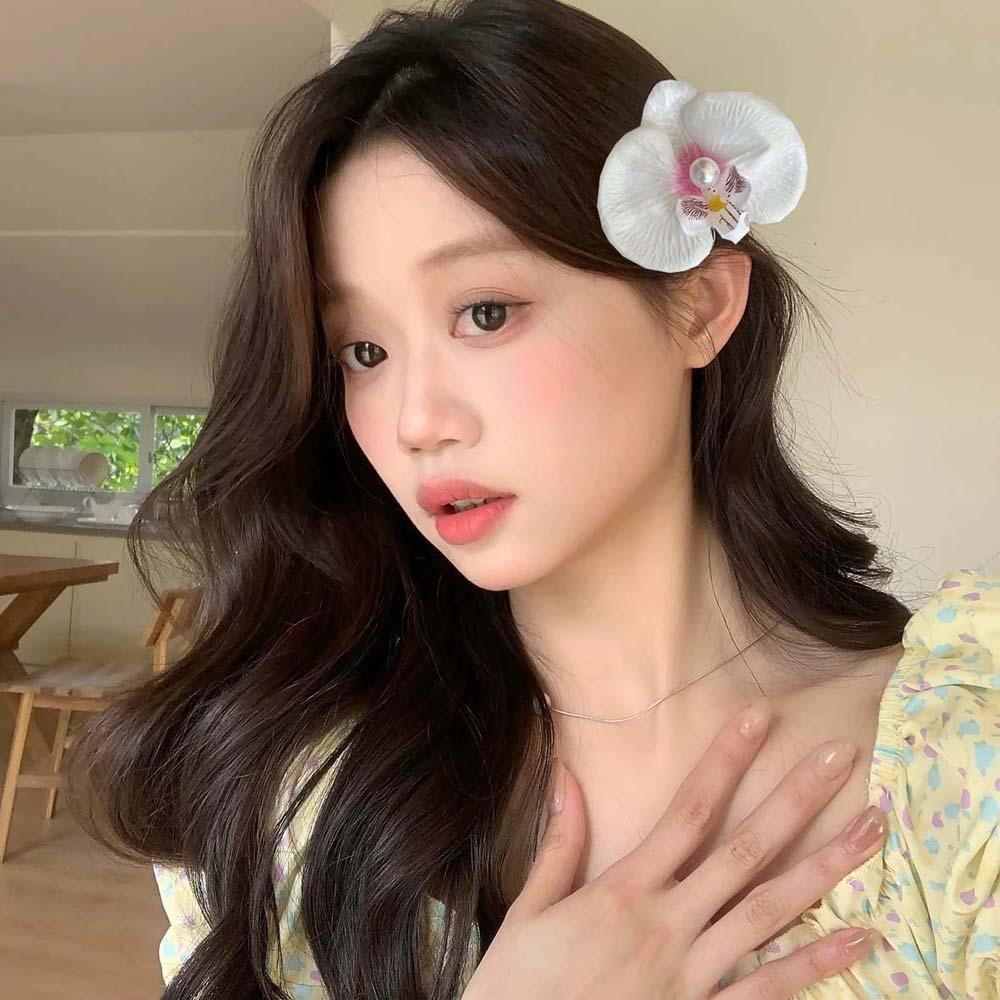Thai Style Orchid Flower Hairpin Sweet Women Side Clip Butterfly Orchid Hair Clip Beach