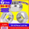 304 Stainless Steel Self-Locking Hex Nut, All-Metal Insert, M3/M4/M5