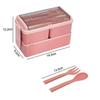 1Pc Double Layer Portable Lunch Box For Kids With Fork and Spoon Microwave Bento Boxes Dinnerware Set Food Storage Container