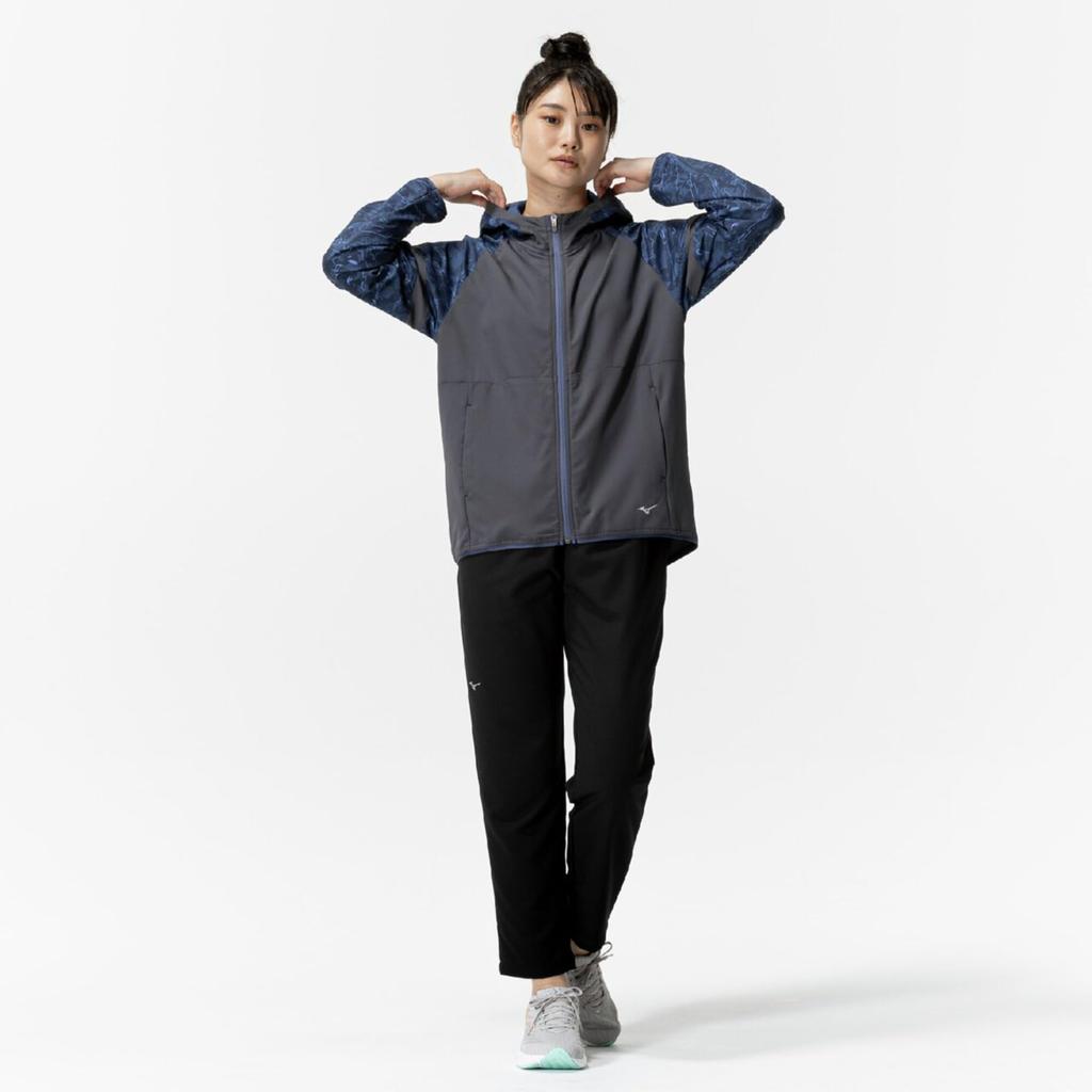 Mizuno Худи с крестом для тренировок, темно-синее, женское, UPF50+, джерси, 32MCC340,