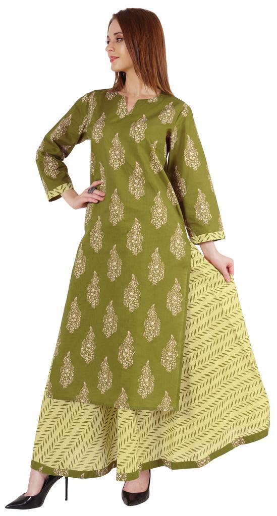 Phagun Indian Ethnic Cotton Kurti & Skirt Set For Women  S Partywear Dress Printed Traditional