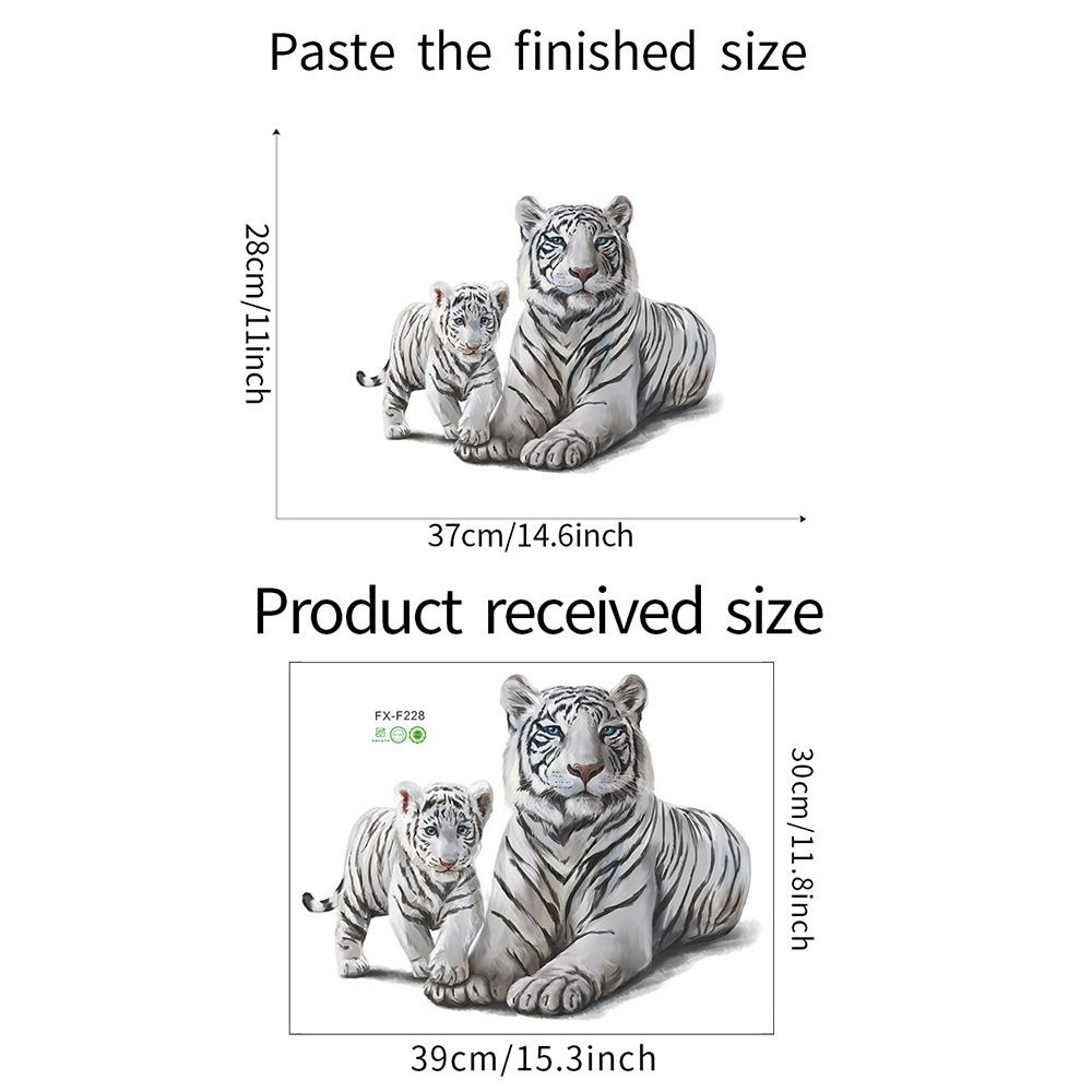 Multicolor 3D Tiger Wall Sticker Self-Adhesive Mural Art Gift Cartoon Animal Stickers