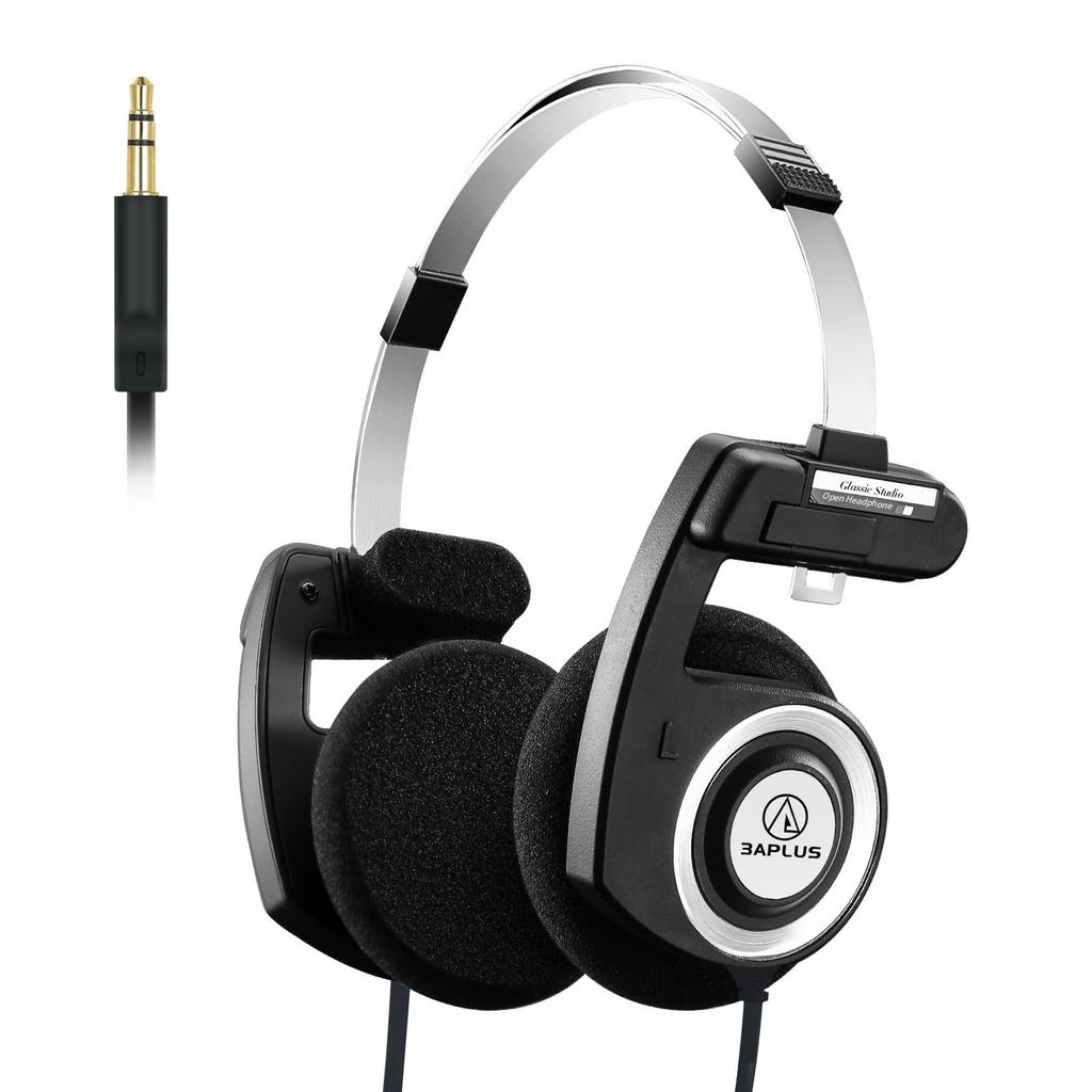 3APLUS Retro Pro Headphones Retro Open Wired Headphones No Microphone Foldable Ultra Lightweight Easy To Carry Length Black Samurai 1.25m 3.5mm
