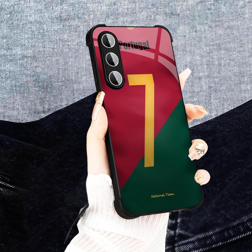 Portugal No. 7 Football fashion phone cases s26 ultra case glass for Samsung Galaxy S26 S25 S24 S23 S22 FE Ultra Plus