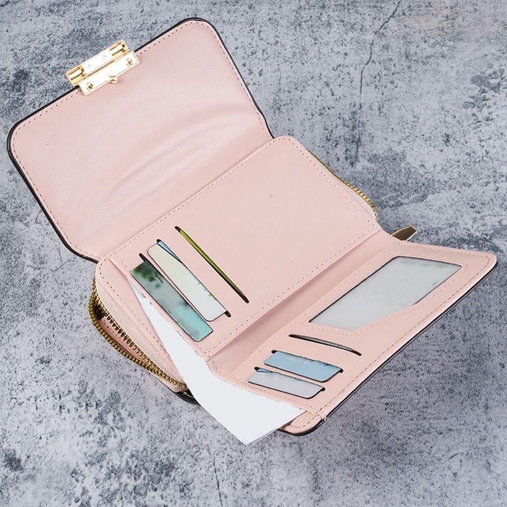 Складной короткий кошелек из ПУ кожи на молнии, женский держатель для карт, водонепроницаемый кошелек-трифолд, подарок