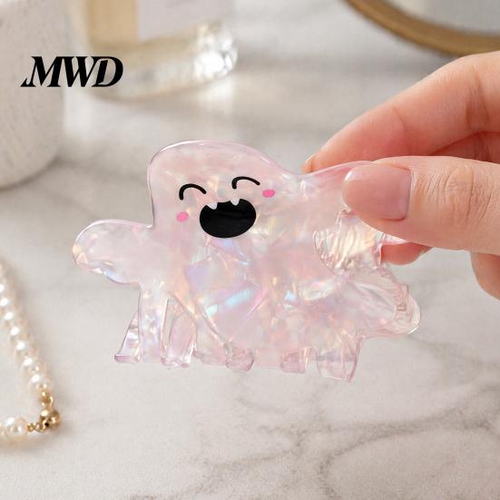 Cute Ghost Hair Clip Halloween Claw, Gripper, Firm Grip with Medium Length Shimmer for Long Hair, Comfortable Stylish Accessories Women Girls