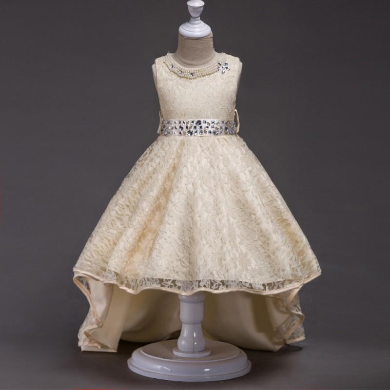 Girls Lace Tulle Prom Dress Piano Performance Christmas Party Kids Formal Gown