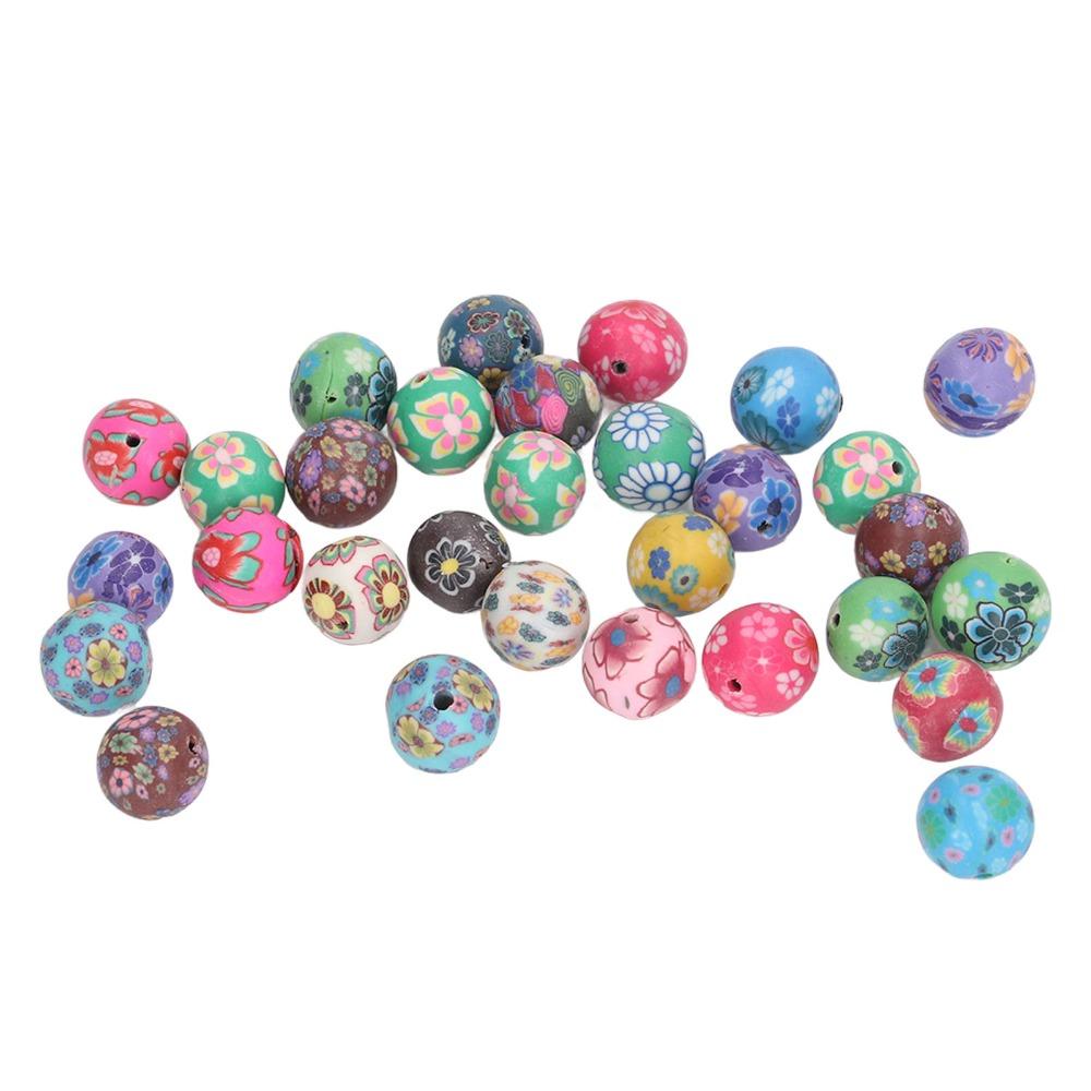 200pcs Handmade Clay Round Beads Assorted Colorful Spacer Beads For Jewelry Making