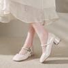 Thick Heel Height Increase Mary Jane Shoes Women's Summer New Fashion Square Head Light Mouth Small Leather Shoes One-word Buckle
