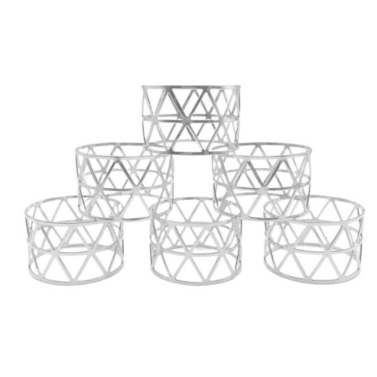 6/12Pcs Golden Napkin Rings Metal Hollow Triangle Circle Design Napkin Holders Buckles Family Dinner Wedding Party Table Decoration