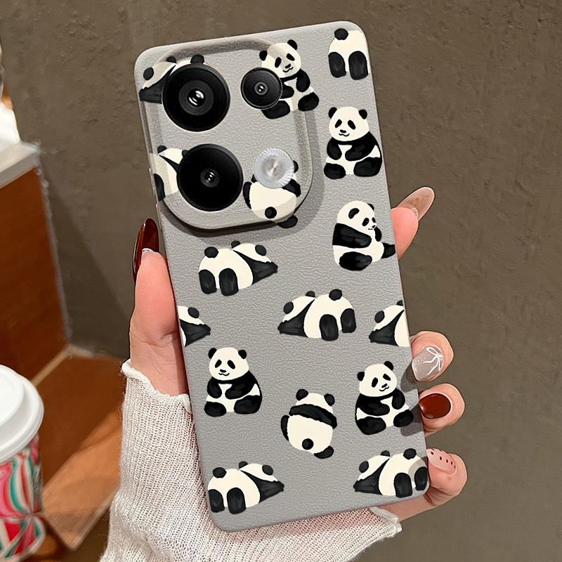 Мягкий силиконовый чехол с рисунком панд для Xiaomi 13t Poco X6 M6 Pro Redmi Note 14 13 12 11 10 Pro, ударопрочный, кожаный, текстура, однотонный, тонкий чехол