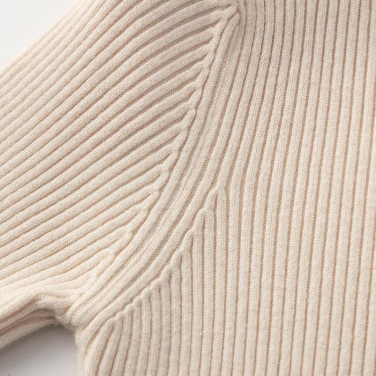 A-line Thick Pullover Dress for Autumn Winter Chic Long Ribbed Full Sleeve Party