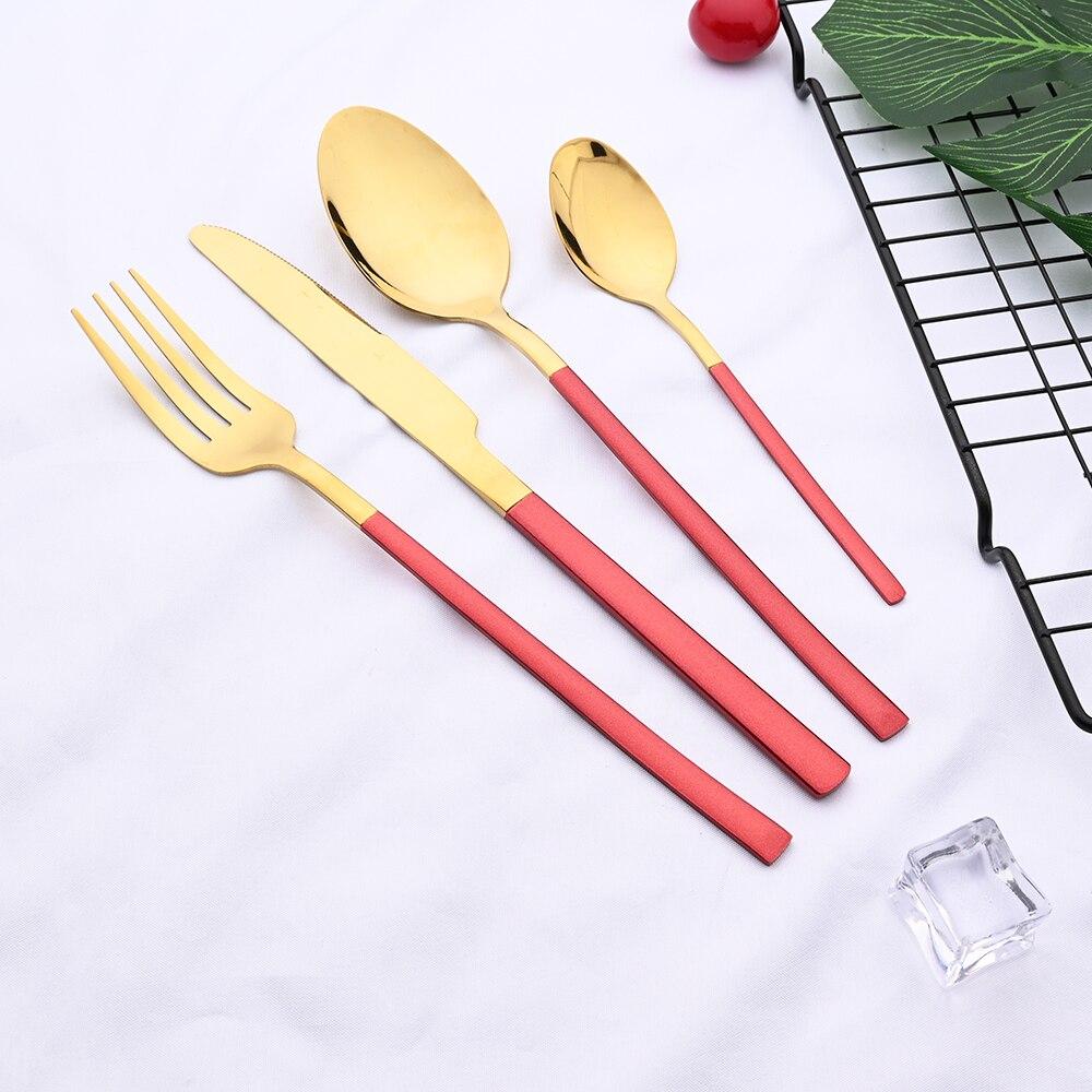 24 шт., черный набор столовых приборов, нож, вилка, ложка, набор столовой посуды, зеркало из нержавеющей стали, чайные ложки, столовые приборы, набор столового серебра