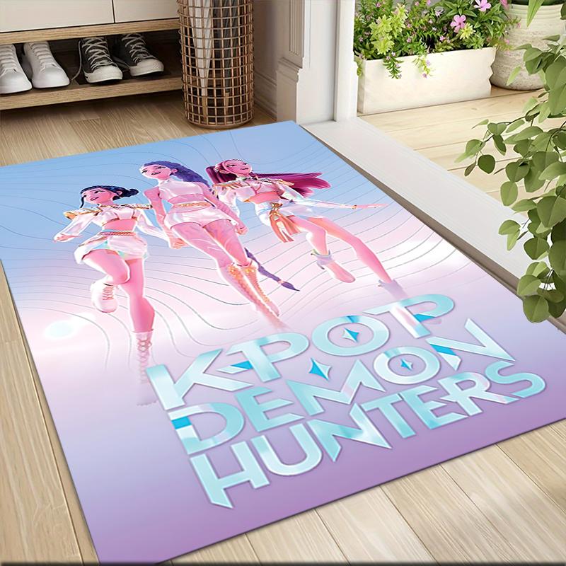 Kpop Demon Hunters Carpet Rug Soft Washable Antislip Home Living Room Sofa Mats Personalized Christmas Rug