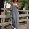Lady Jumpsuit Collarless Spaghetti Strap Backless Sleeveless Loose Wide Leg Full Length Overalls Casual Daily Wear Outfit