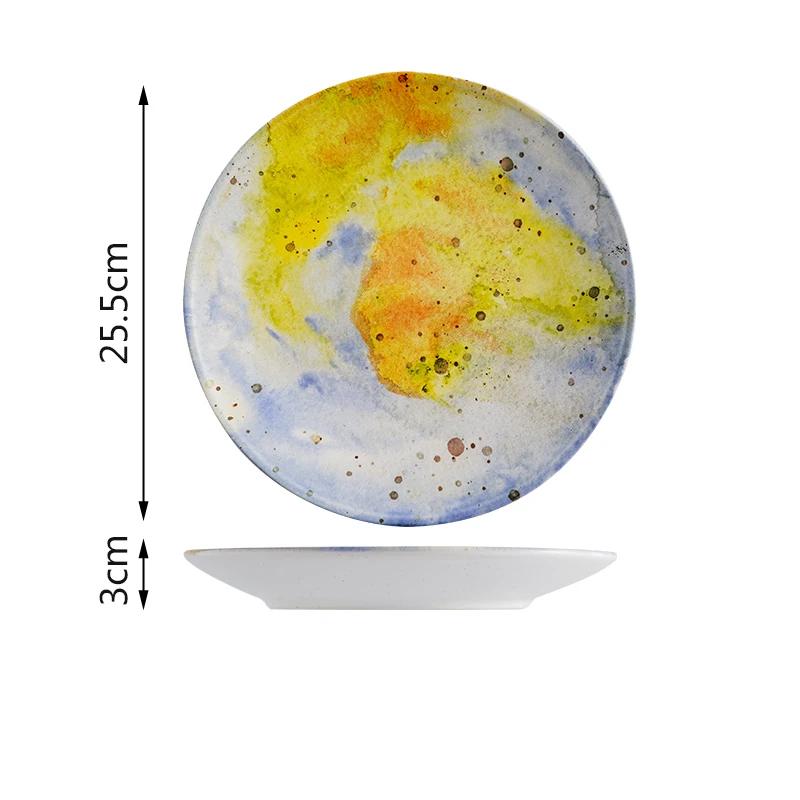 Стиль легкой роскоши Цветные керамические тарелки Ресторан Десерты Салатная тарелка Тарелка для вкусных блюд Креативная бытовая посуда