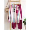 Plus Size Striped Long Sleeve Casual Two-Piece Set