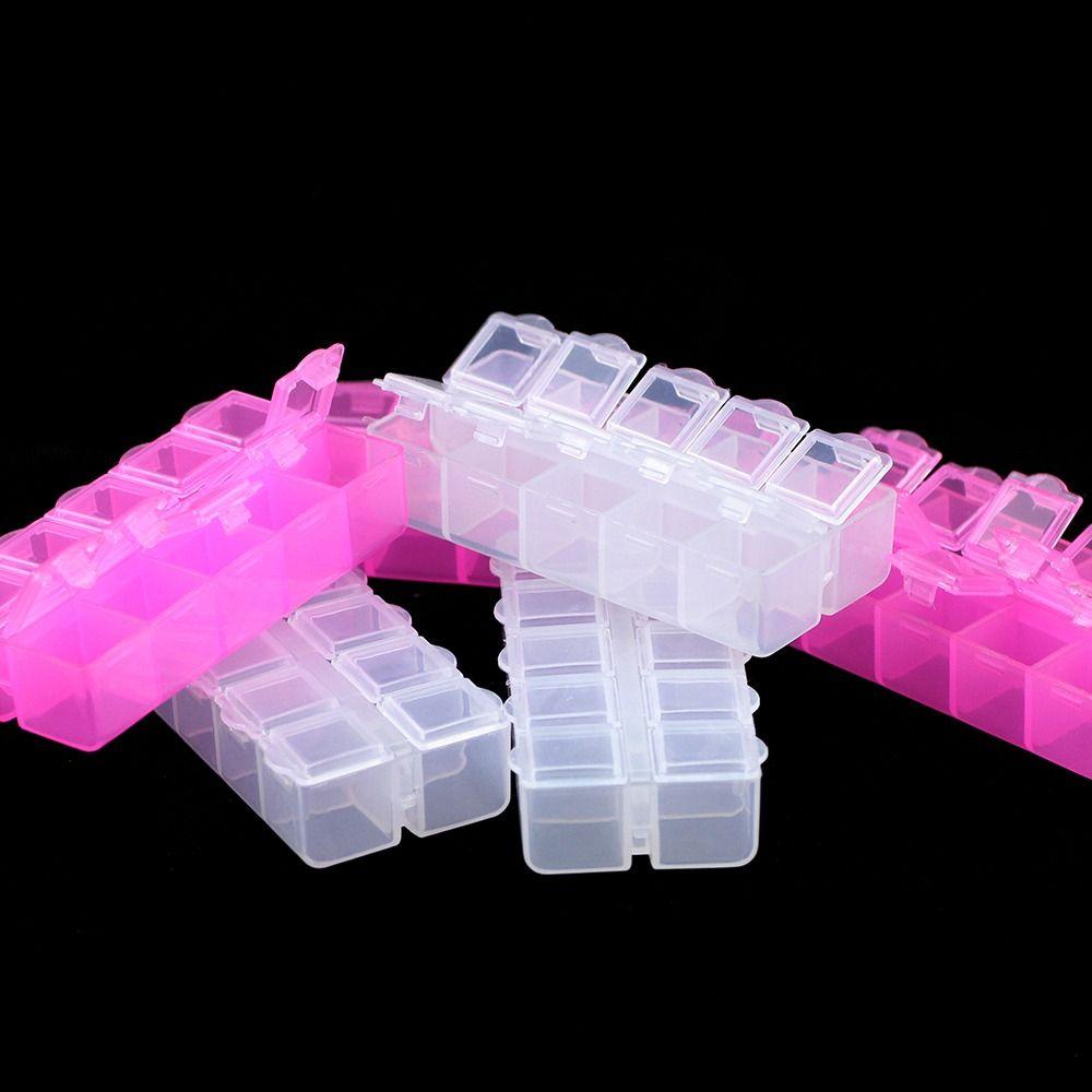 Transparent Bead Organizer Plastic Storage Boxes Simplicity 10 Grid Square Box Storage