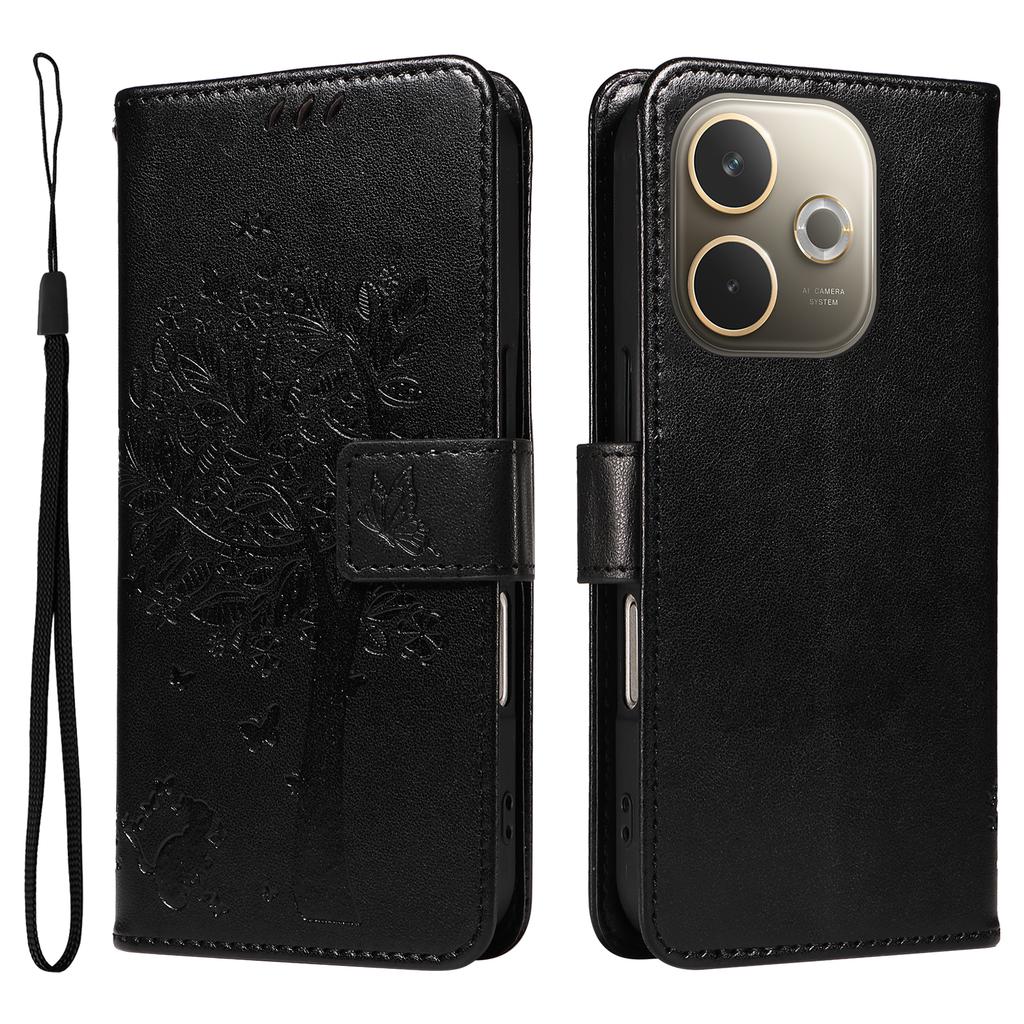 For Oppo A5 Energy 5G (China)/Oppo A5 Pro 4G (Global) Phone Case with Stand Cat Tree Pattern Leather Wallet Mobile Cover