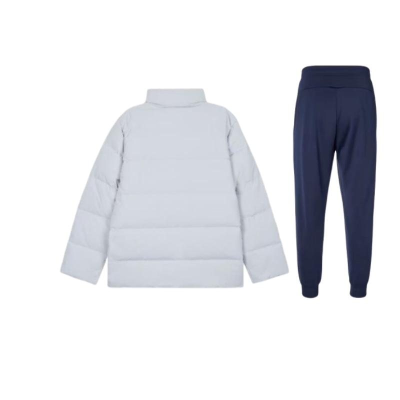 Under Armour Stand Collar Solid Color Warm Jacket Elastic Cuff Versatile Long Pants Casual Sports Suit Unisex Suit 23600704-409+-23600802-009