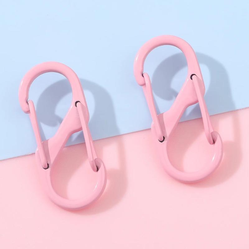 4pcs S Type Colorful Alloy Paint Spring Buckle Carabiner Anti-Theft Mini Keychain Hook Backpack Outdoor Hanging Connection Ring