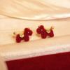 Alloy fabric earrings 1011 New Year's models, come to the money soon, stud earrings, cute, sweet and versatile red earrings.