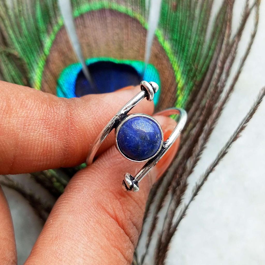 Lapis Lazuli Gemstone 925 Sterling Silver Plated Lovely Ring Jewelry PQY-IJ4396