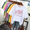 Hirsionsan Fashion Abstract Line Printed T Shirt Women Funny Graphic Soft Loose Female Tees Cotton Summer Casual Tops Khaki Tshirts 2021